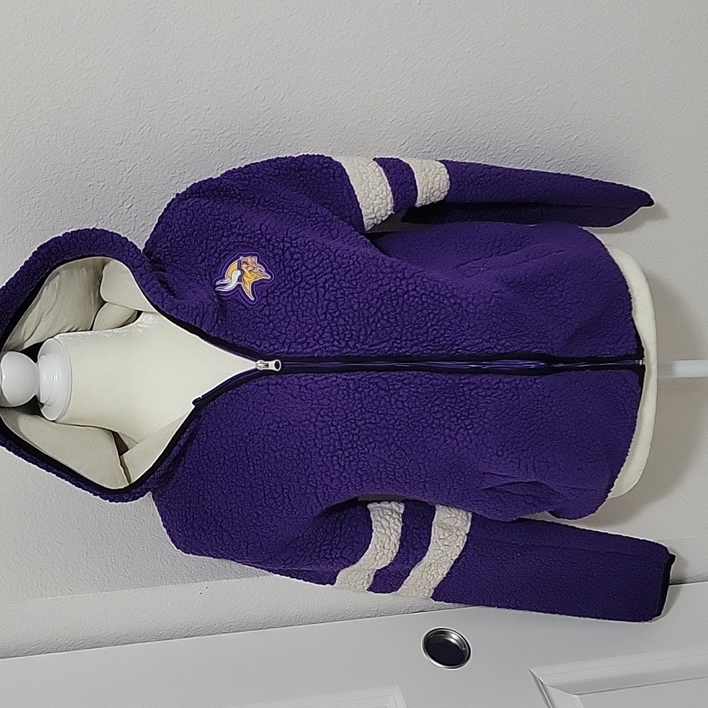 NFL Minnesota Vikings Teen Apparel Size Medium Zip Front Hoodie Teddy Be…